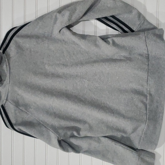 Adidas Hoodie Gray Black Three Stripe Large - Picture 5 of 10